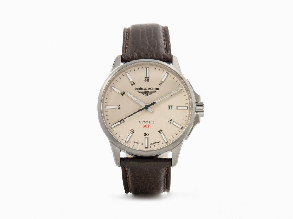 Reloj Automático Bauhaus Aviation, Titanio, Beige, 42 mm, Miyota 8315, 2864-5