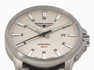 Reloj Automático Bauhaus Aviation, Titanio, Beige, 42 mm, Miyota 8315, 2864-5