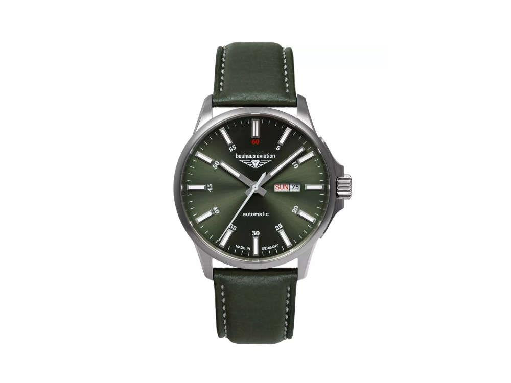 Reloj Automático Bauhaus Aviation, Titanio, Verde, 42 mm, Fecha, 8205, 2866-4
