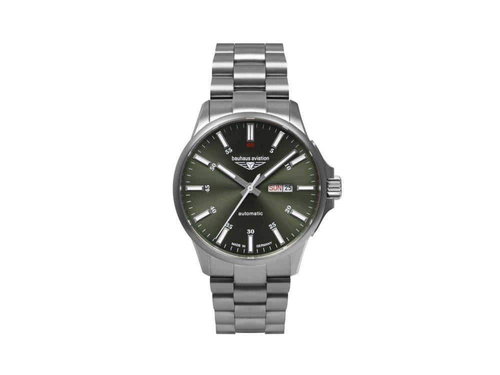 Reloj Automático Bauhaus Aviation, Titanio, Verde, 42 mm, 8205, 2866M-4