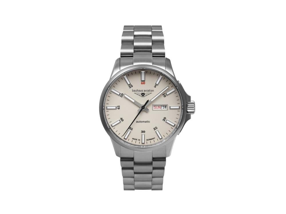 Reloj Automático Bauhaus Aviation, Titanio, Beige, 42 mm, 8205, 2866M-5
