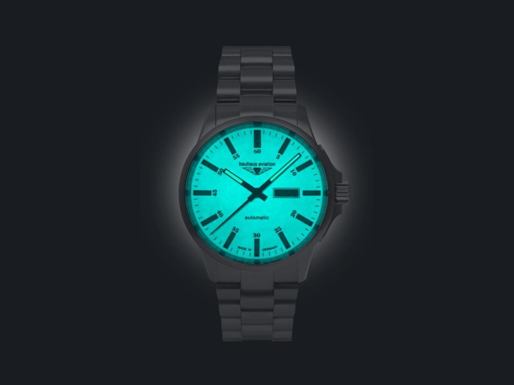 Reloj Automático Bauhaus Aviation, Titanio, Beige, 42 mm, 8205, 2866M-5