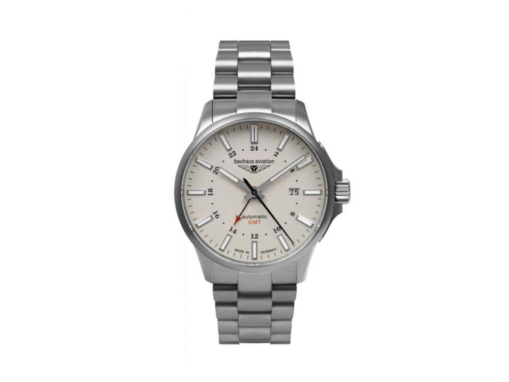 Reloj Automático Bauhaus Aviation, Titanio, Beige, 42 mm, 8205, GMT, 2868M-5
