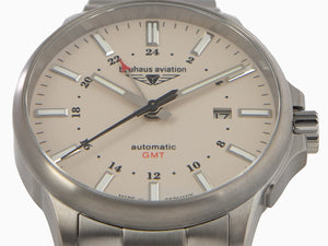 Reloj Automático Bauhaus Aviation, Titanio, Beige, 42 mm, 8205, GMT, 2868M-5