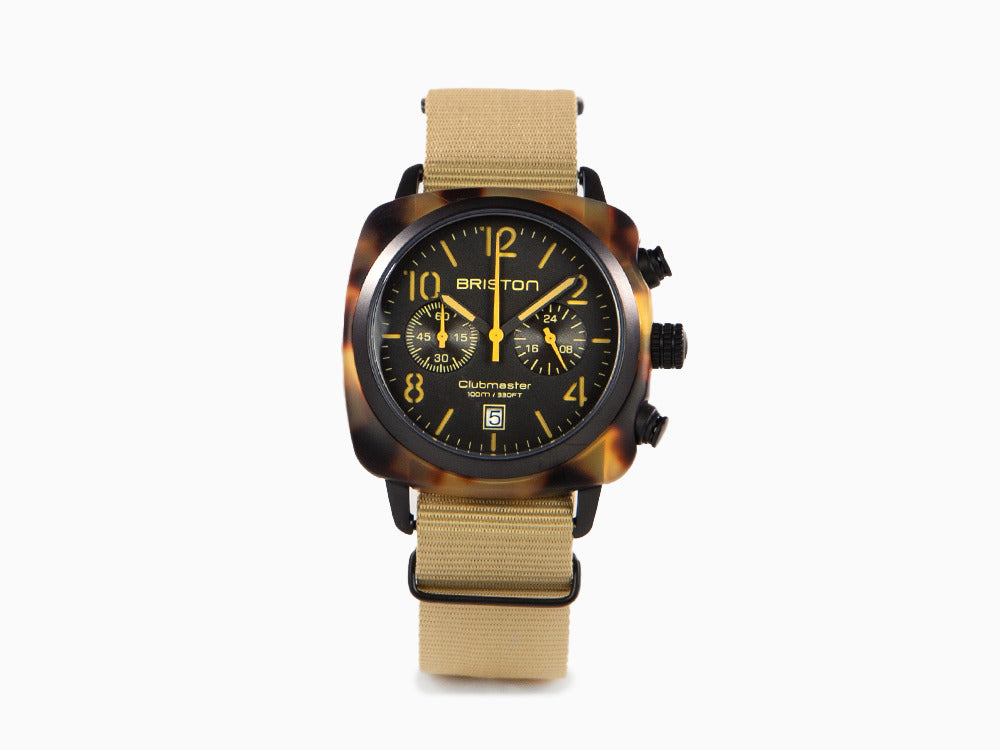 Reloj Briston Clubmaster Classic Safari, Negro, 40 mm, 14140.PBAM.TS.5.NK
