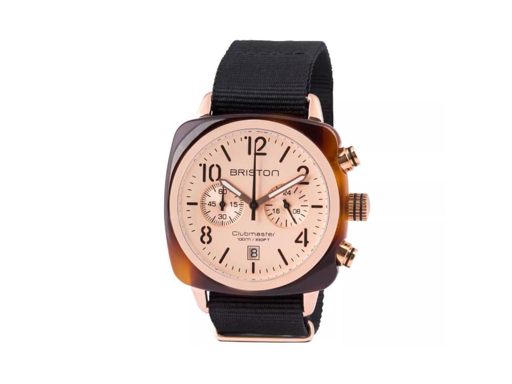 Reloj de Cuarzo Briston Clubmaster Classic, PVD, Rosa, 40 mm, 14140.PRA.T.6.NB