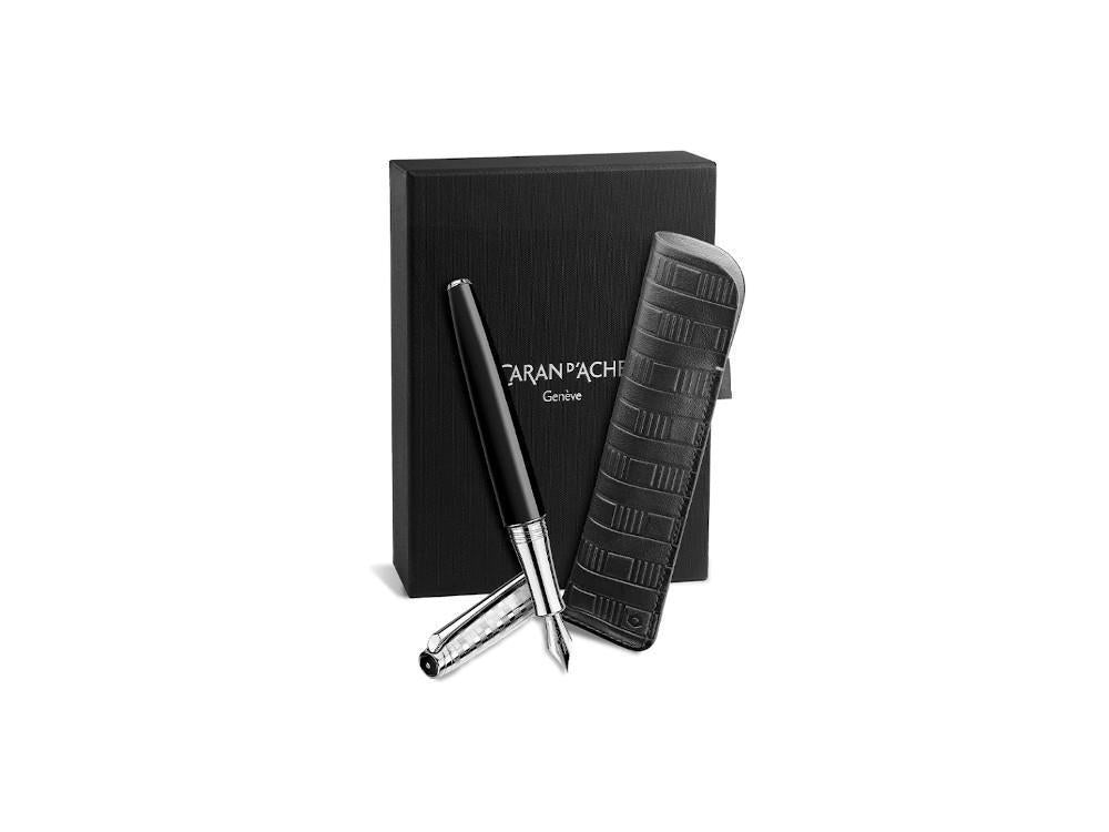 Pluma Caran d'Ache Léman Damier & Estuche Piel Negro, 4799.566