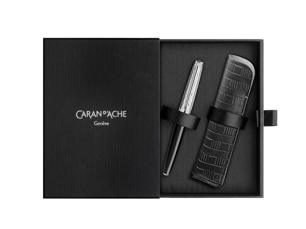 Pluma Caran d'Ache Léman Damier & Estuche Piel Negro, 4799.566