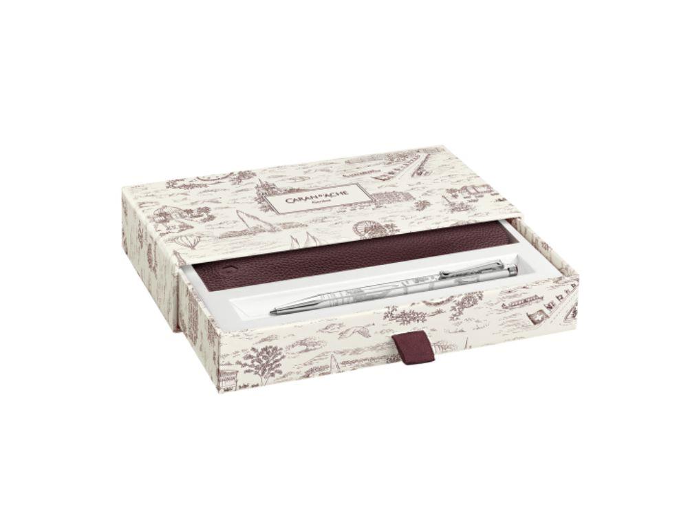 Bolígrafo Caran d'Ache Ecridor Toile de Jouy & Estuche de Piel, CC0890.026,