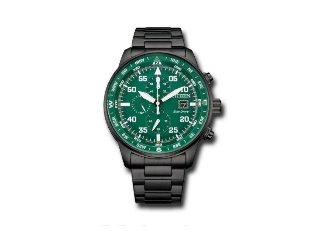 Reloj de Cuarzo Citizen OF Aviator, Verde, 44 mm, 10 atm, CA0885-54X