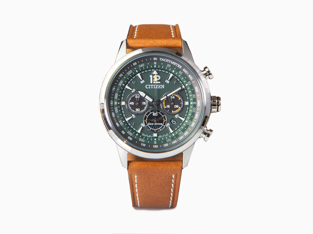 Reloj de Cuarzo Citizen OF Chrono, Verde, 44 mm, Correa de piel, CA4470-15X