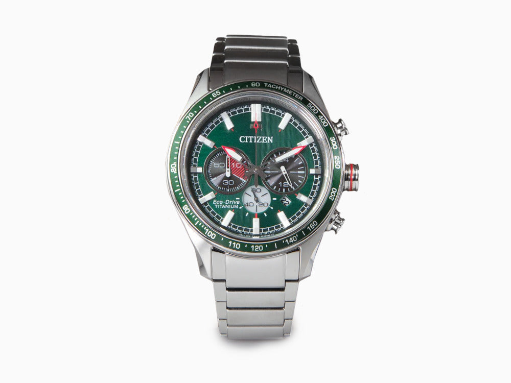 Reloj de Cuarzo Citizen Super Titanium Crono, B620, 43 mm, Verde, CA4497-86X