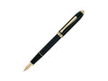 Pluma Estilográfica Cross Townsend, Laca, Negro, Adornos en Oro 23K