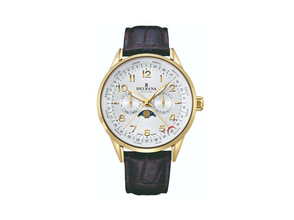 Reloj de Cuarzo Delbana Classic Retro Moonphase, PVD Oro, 42 mm, 42601.646.6.064