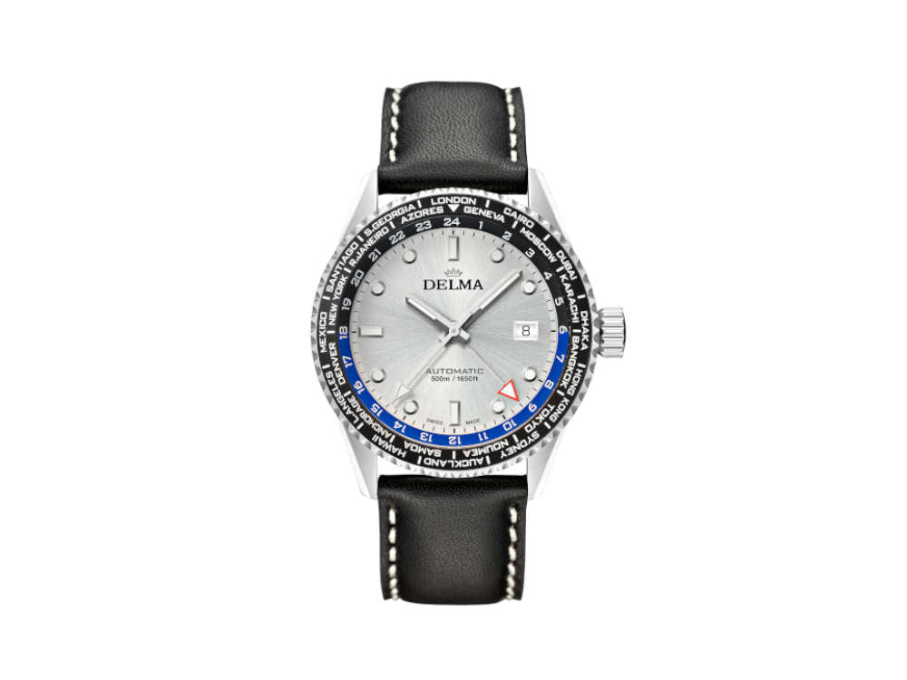 Reloj Automático Delma Diver Cayman Worldtimer, Plata, 42 mm, 41601.710.6.061
