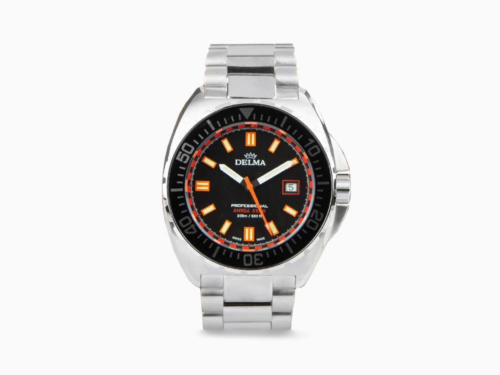 Reloj de Cuarzo Delma Diver Shell Star, Negro, 44 mm, 20 atm, 41701.676.6.031