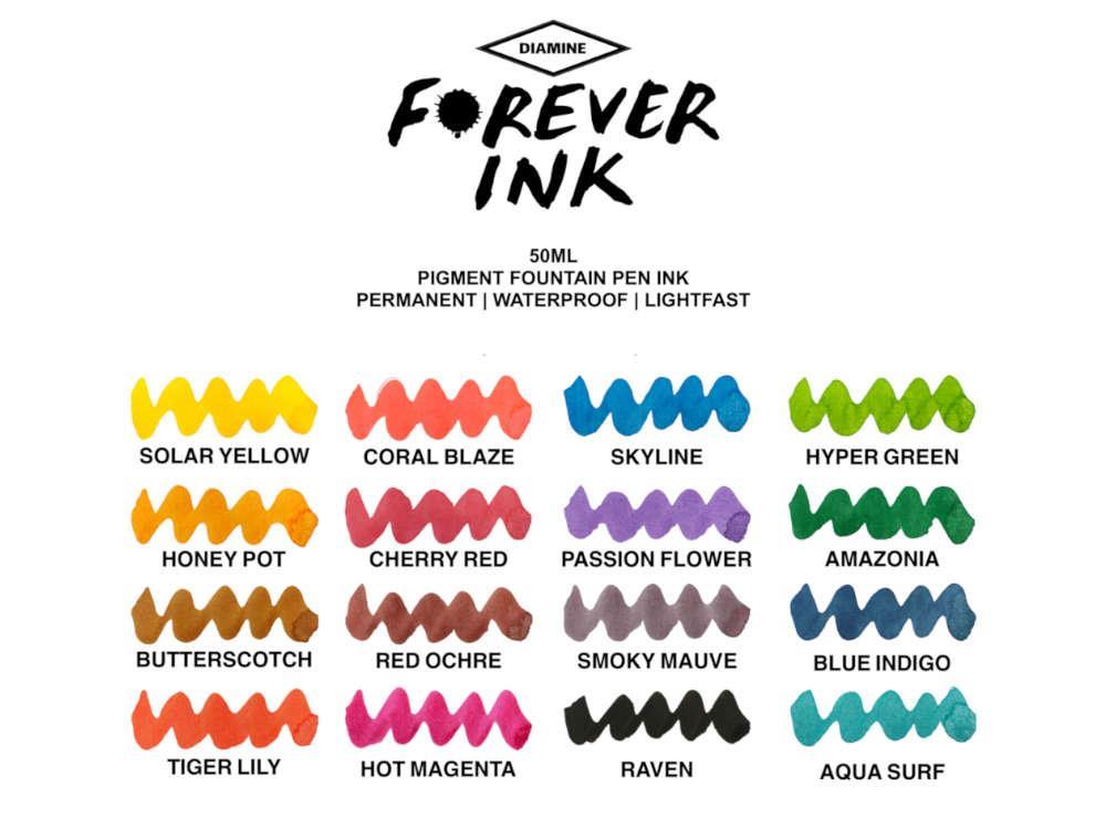 Tintero Diamine Forever Ink Collection-Tinta Permanente Honey Pot, Naranja, 50ml