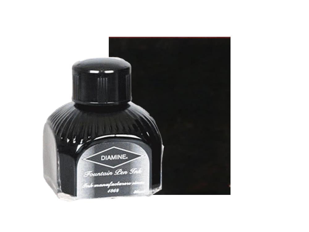Tintero Diamine Jet Black, 80ml.,  Botella de cristal italiano