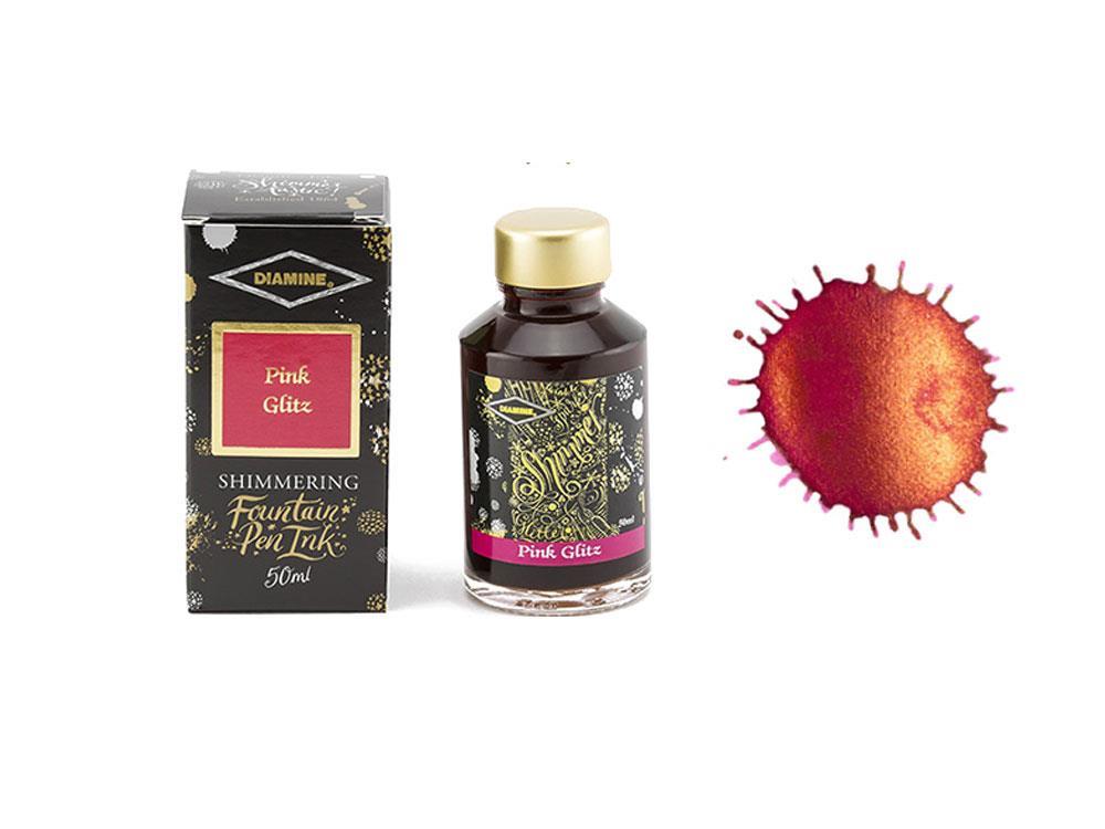 Tintero Diamine Shimmering Pink Glitz, 50ml, Rosa, Cristal