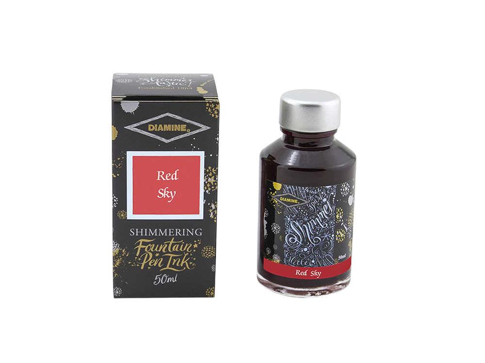 Tintero Diamine, 50ml, Red Sky, Shimmer