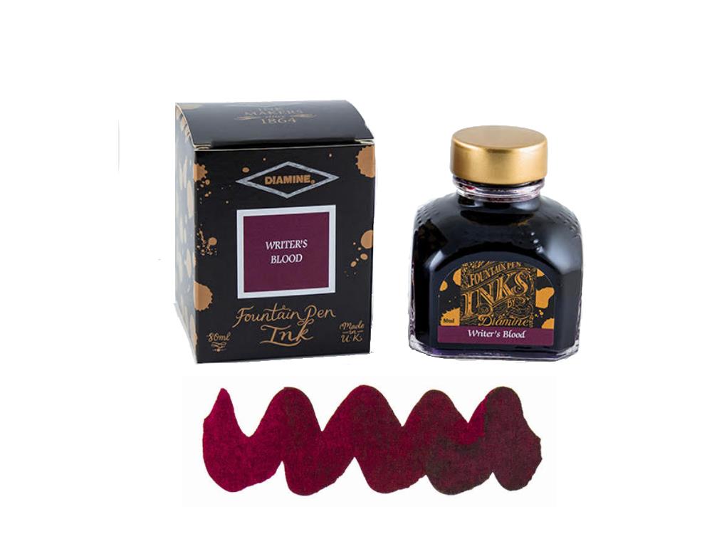 Tintero Diamine Writers Blood, 80ml., Rojo, Cristal