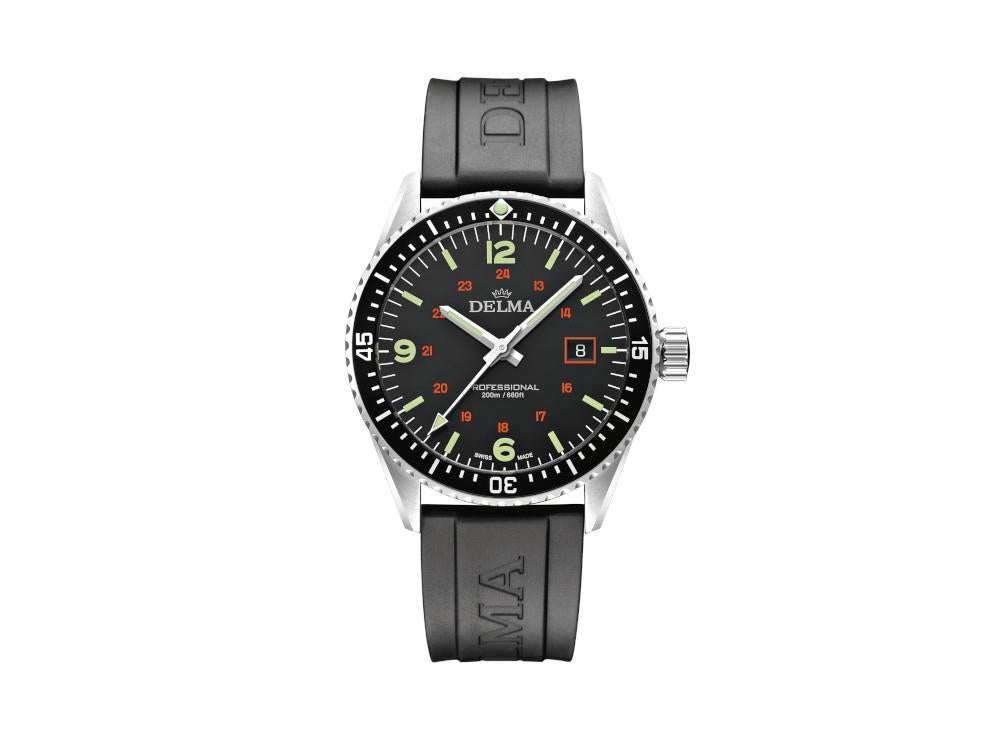 Reloj de Cuarzo Delma Diver Cayman Field, Negro, 42 mm, 5 atm , 41501.708.6.034