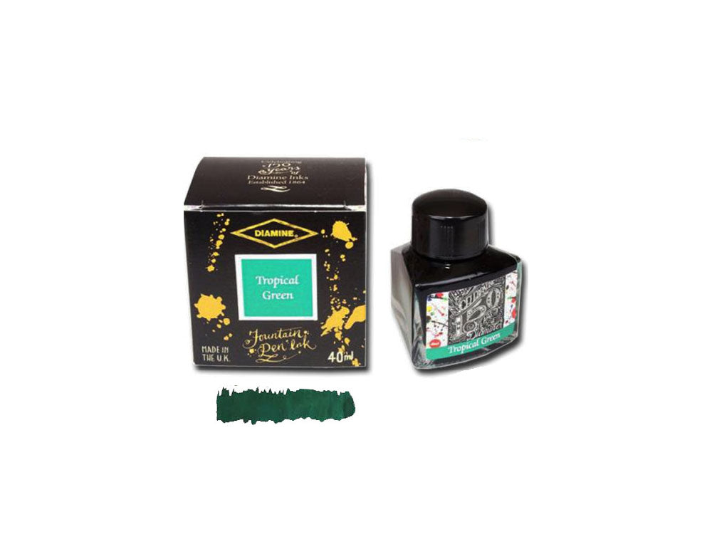 Tintero Diamine 1864 Tropical Green, 150 Aniversario, 40ml, Cristal