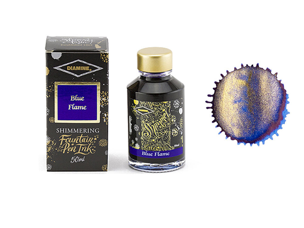 Tintero Diamine Shimmering Blue Flame, 50ml, Azul, Cristal