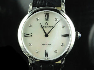 Reloj de cuarzo Eterna Eternity Lady, ETA 956.412, 32mm, Blanco, Correa de piel