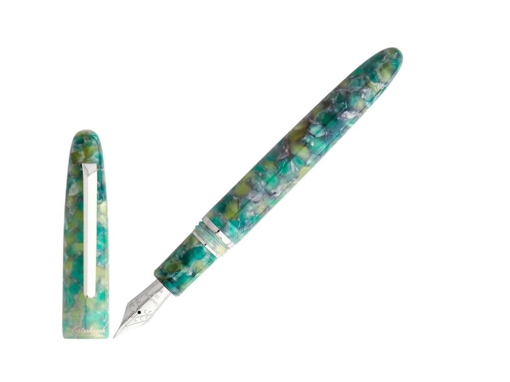 Pluma Estilográfica Esterbrook Estie Sea Glass, Adornos Cromados, ESG836