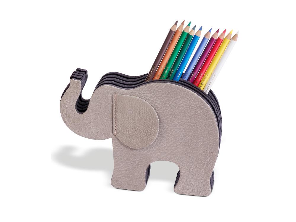 Estuche Graf von Faber-Castell Elefante Mediano, Piel, Gris, 118726