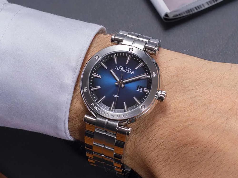 Reloj de Cuarzo Herbelin Newport, Acero Inoxidable 316L, Azul, 40.5 mm, 12288B15