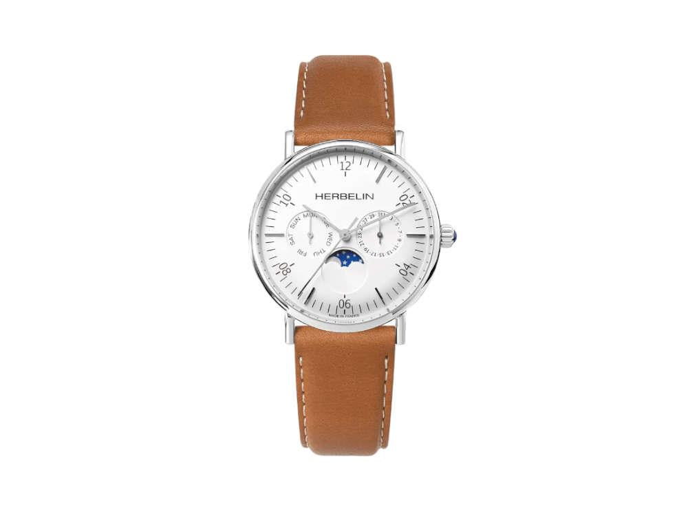 Reloj de Cuarzo Herbelin Inspiration Moon Phase, Blanco, 38 mm, 12747AP11GD