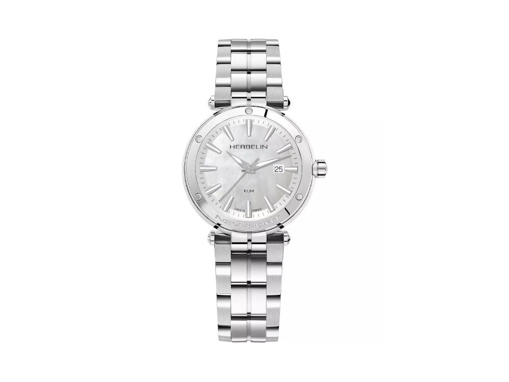 Reloj de Cuarzo Herbelin Newport, Perla, 35 mm, Brazalete de acero, 14288B19