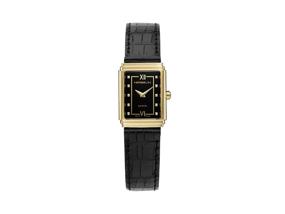 Reloj de Cuarzo Herbelin Art Déco 1925, PVD Oro, Negro, 29,5 mm, 17577P84