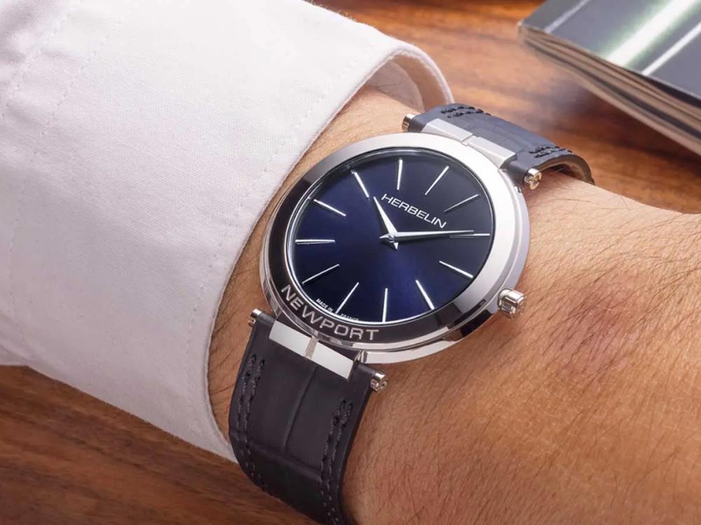 Reloj de Cuarzo Herbelin Newport Slim, Acero Inoxidable, Azul, 40 mm, 19522AP15