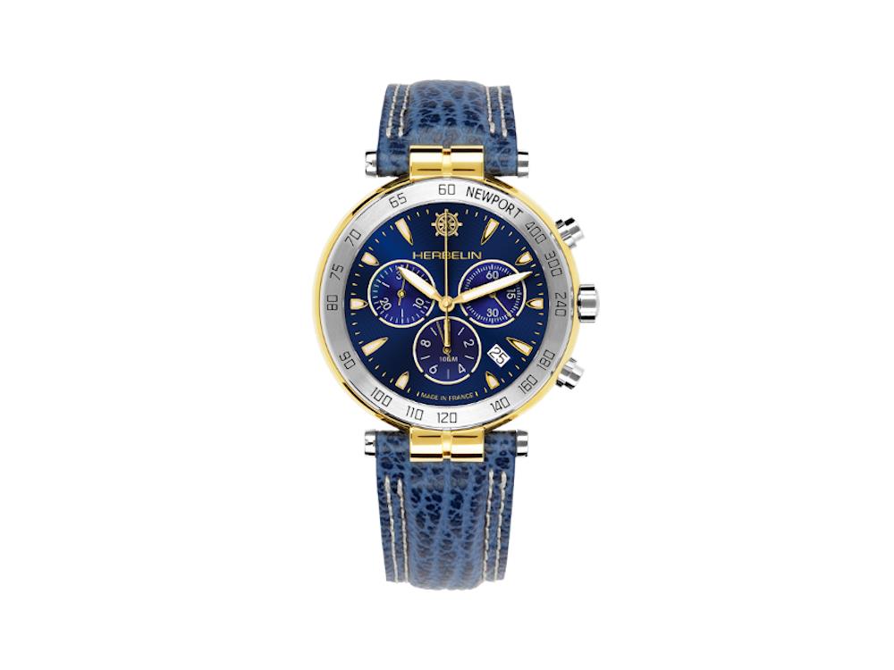 Reloj de Cuarzo Herbelin Newport, PVD Oro, Azul, 40 mm, Cronógrafo, 37654T35