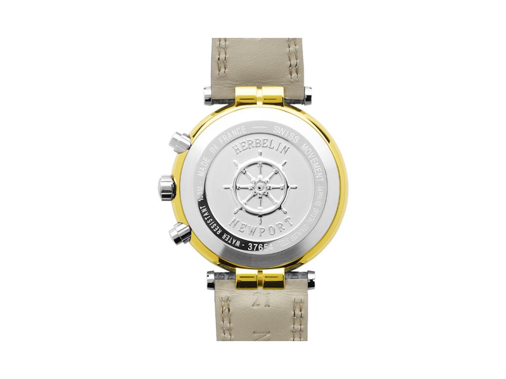 Reloj de Cuarzo Herbelin Newport, PVD Oro, Azul, 40 mm, Cronógrafo, 37654T35