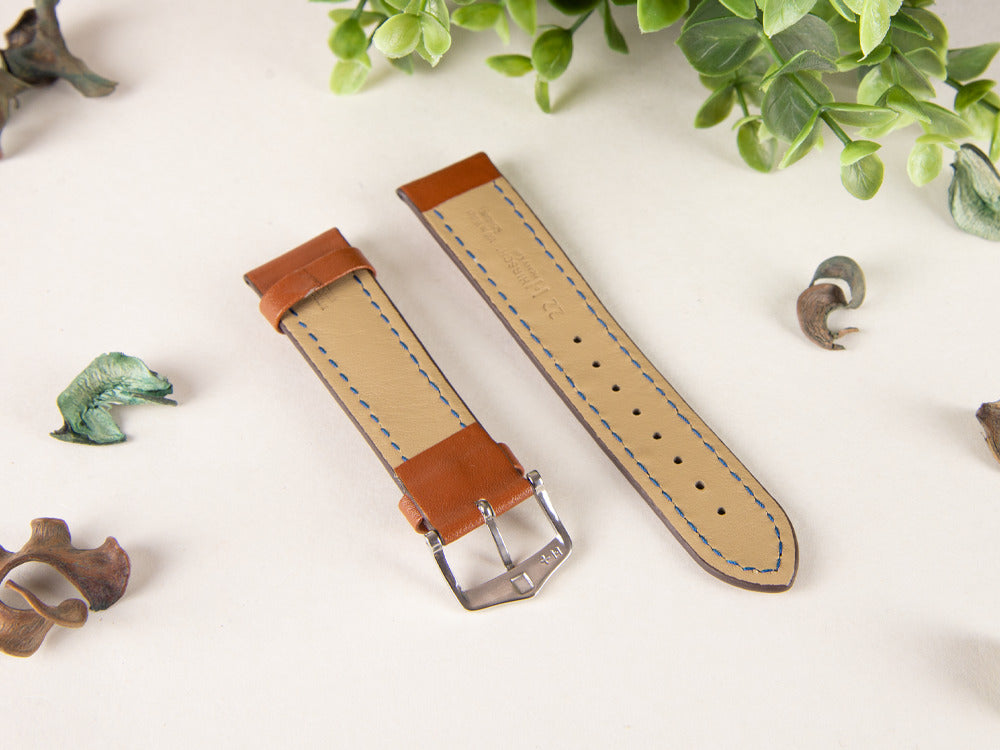 Correa Hirsch Piel de becerro Heavy Calf, Marrón Habana, 22 mm, 01475070-2-22