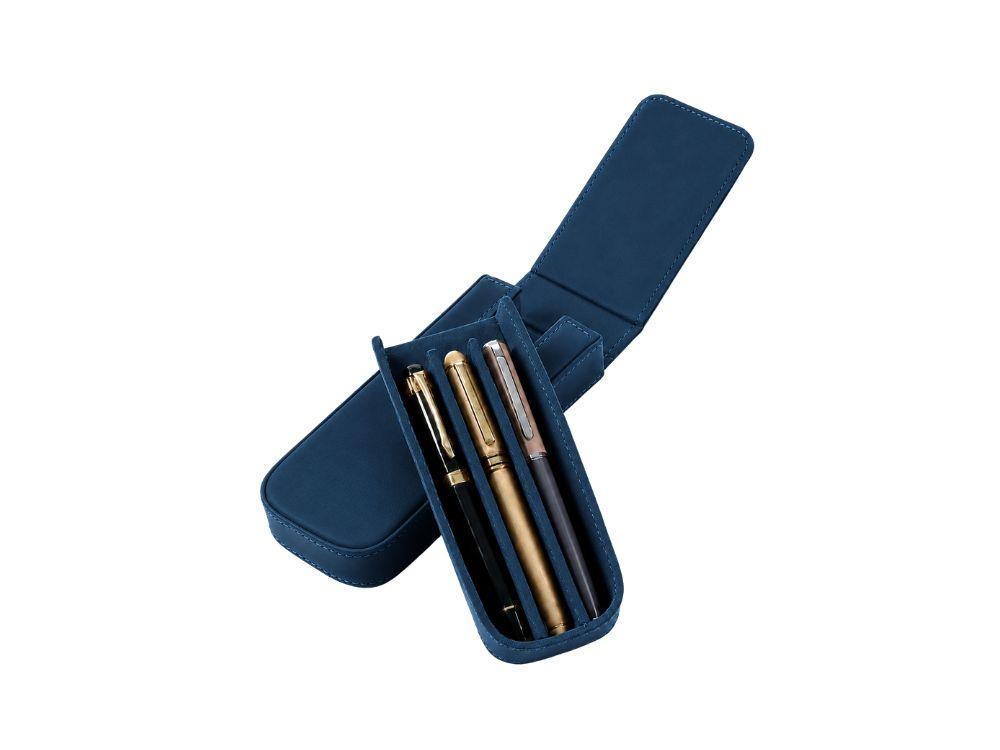 Estuche Iguana Azul para 3 piezas de escritura, PEN-CASE-BLUE-3