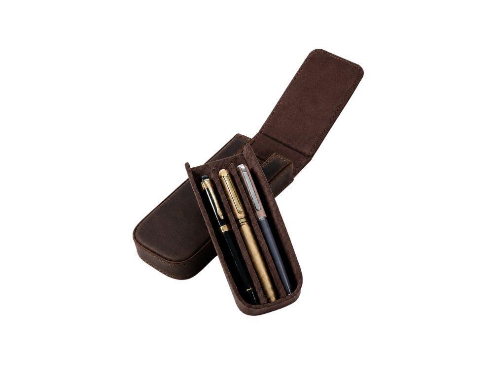 Estuche Iguana Marrón para 3 piezas de escritura PEN-CASE-BROWN-3