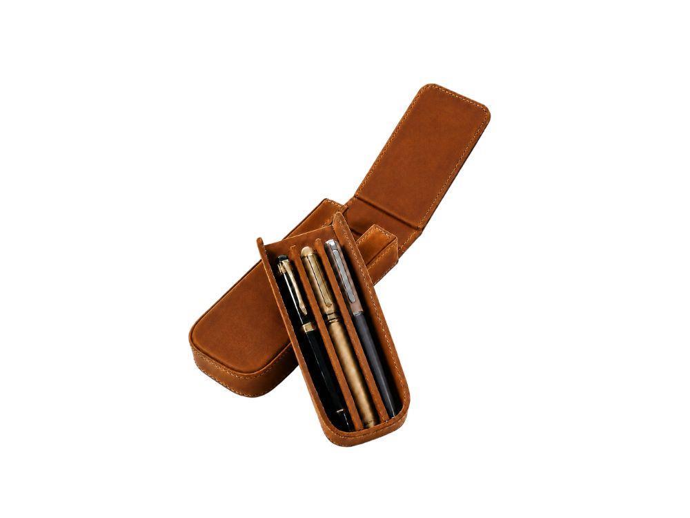 Estuche Iguana Camel para 3 piezas de escritura, PEN-CASE-CAMEL-3