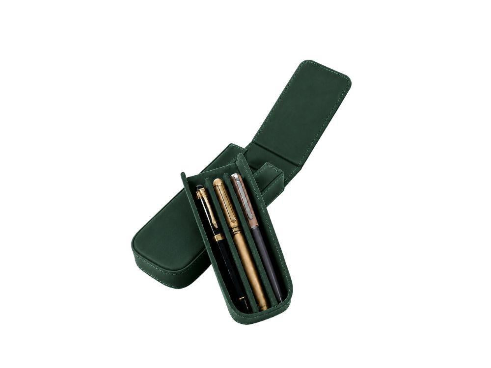 Estuche Iguana Verde para 3 piezas de escritura, PEN-CASE-GREEN-3