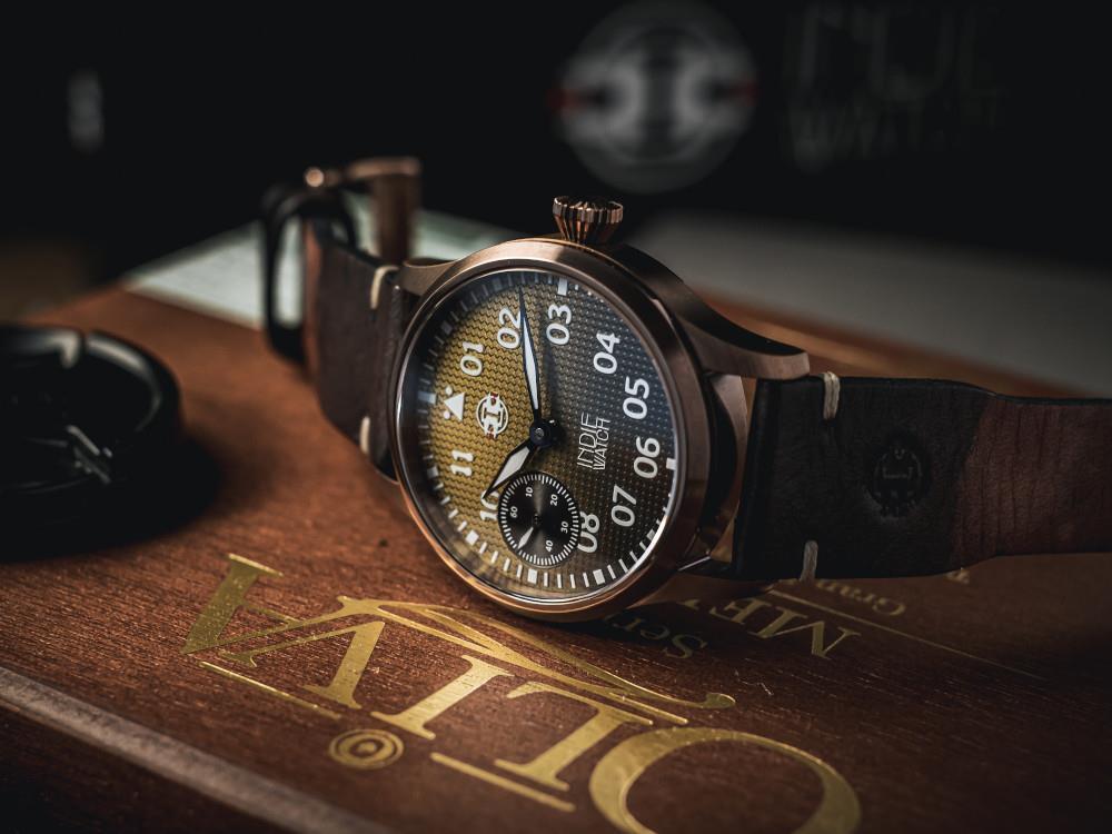 Reloj Automático Indie Watch Swell, PVD Bronce, Amarillo, 42 mm, 257BB