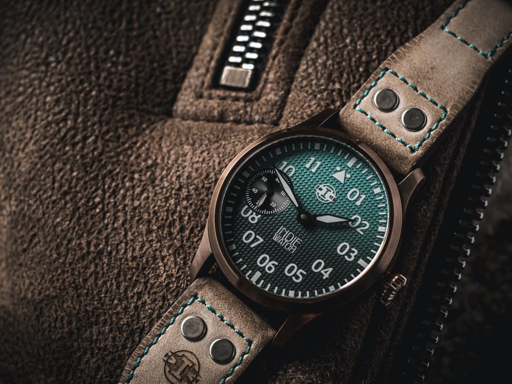 Reloj Automático Indie Watch Swell, PVD Bronce, Azul Celeste , 42 mm, 257HB