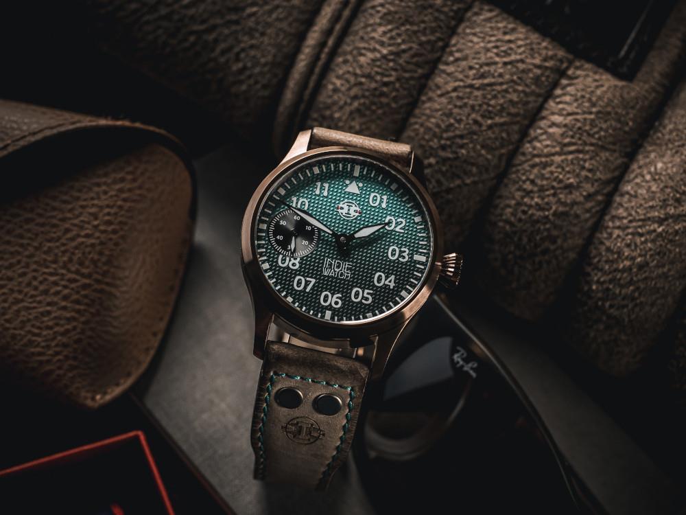 Reloj Automático Indie Watch Swell, PVD Bronce, Azul Celeste , 42 mm, 257HB