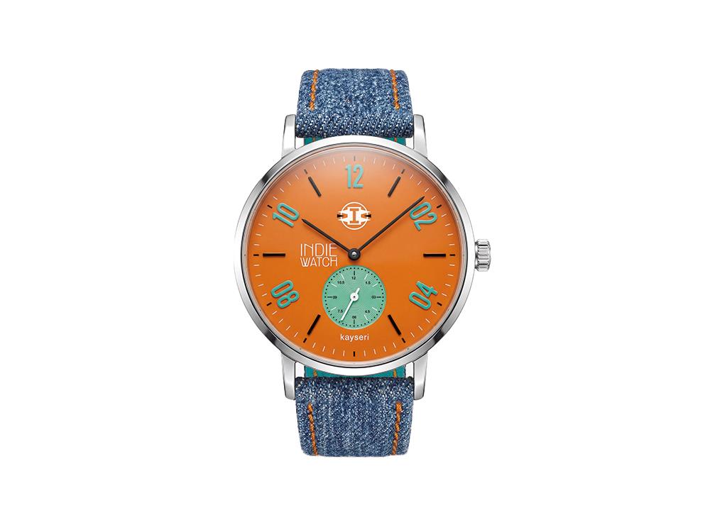 Reloj de Cuarzo Indie Watch Kayseri, Acero Inoxidable 316L, Naranja, 38 mm, 76H