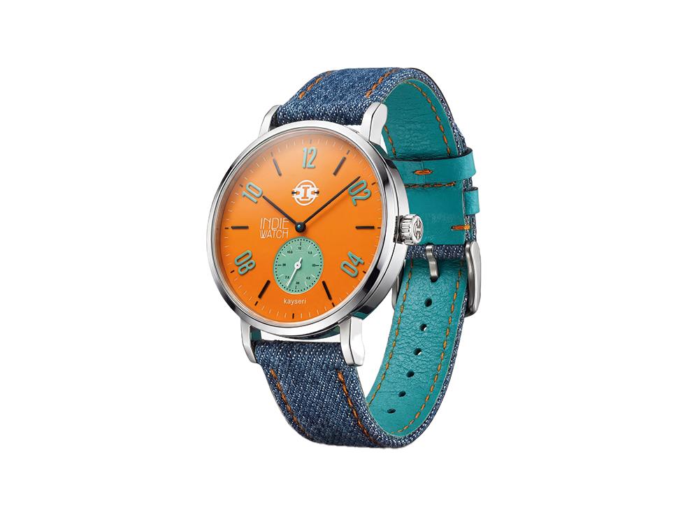 Reloj de Cuarzo Indie Watch Kayseri, Acero Inoxidable 316L, Naranja, 38 mm, 76H