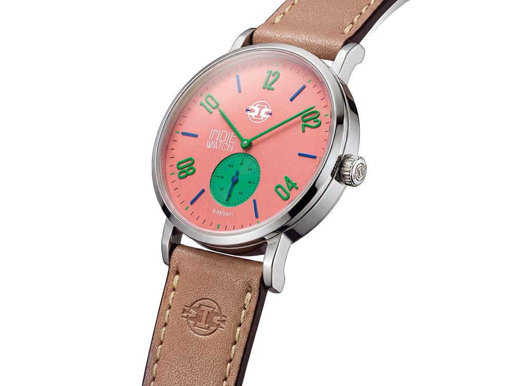 Reloj de Cuarzo Indie Watch Kayseri, Acero Inoxidable 316L, Salmón, 38 mm, 76O