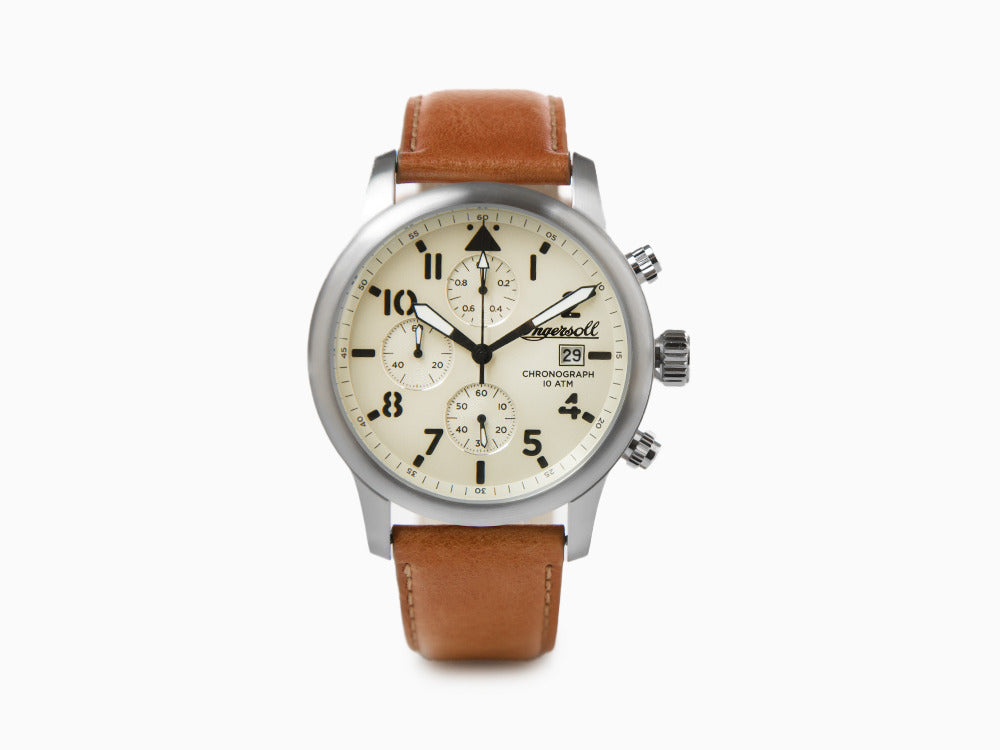 Reloj Automático Ingersoll 1892 Hatton, 46 mm, Beige, Correa de piel, I01501